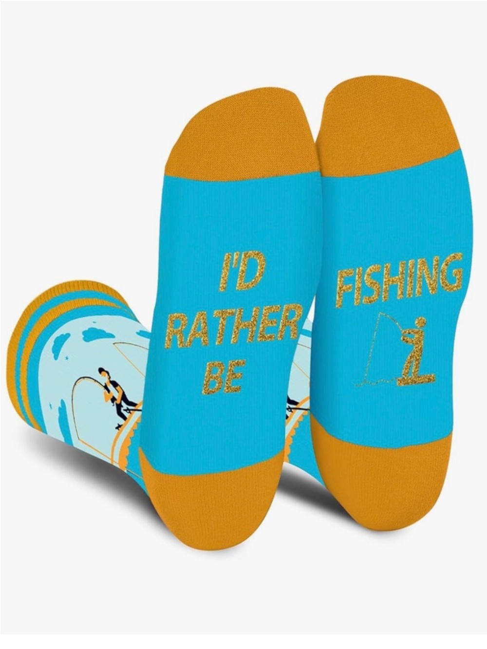 2 Pair I’d Rather Be Fishing Socks